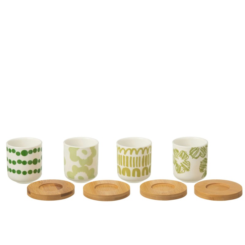 Maria Set de 4 tasses à café avec sous tasse bambou Vert
