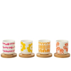 Maria Set de 4 tasses à café avec sous tasse bambou Multico