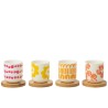 Maria Set de 4 tasses à café avec sous tasse bambou Multico
