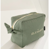 Grande Trousse de toilette brodée "Jolie Maman" Sauge