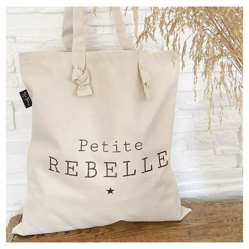 Tote-Bag à noeuds écru " Petite Rebelle"