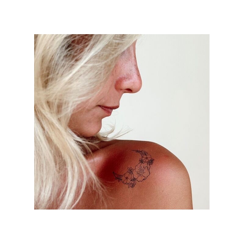 Lune Florale Pack de 5 Tattoos