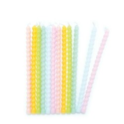 Bougies longues torsadées pastel S/12