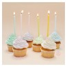 Bougies longues torsadées pastel S/12