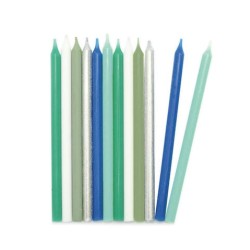 Bougies longues bleu et argent S/12