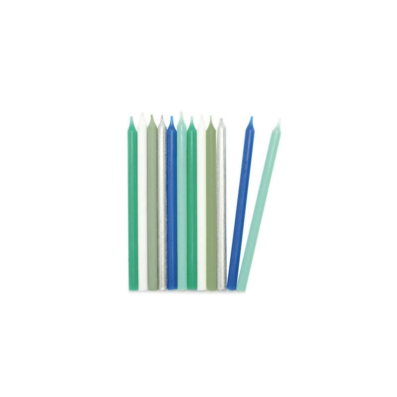 Bougies longues bleu et argent S/12
