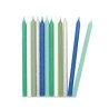 Bougies longues bleu et argent S/12