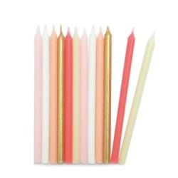 Bougies longues rose et or S/12