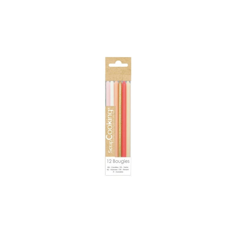 Bougies longues rose et or S/12