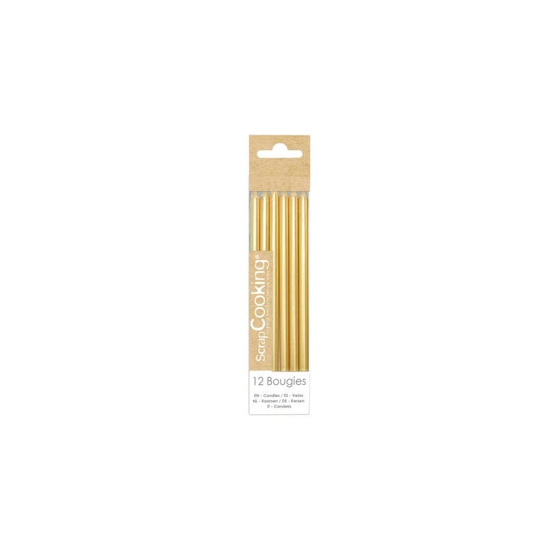 Bougies longues dorées S/12