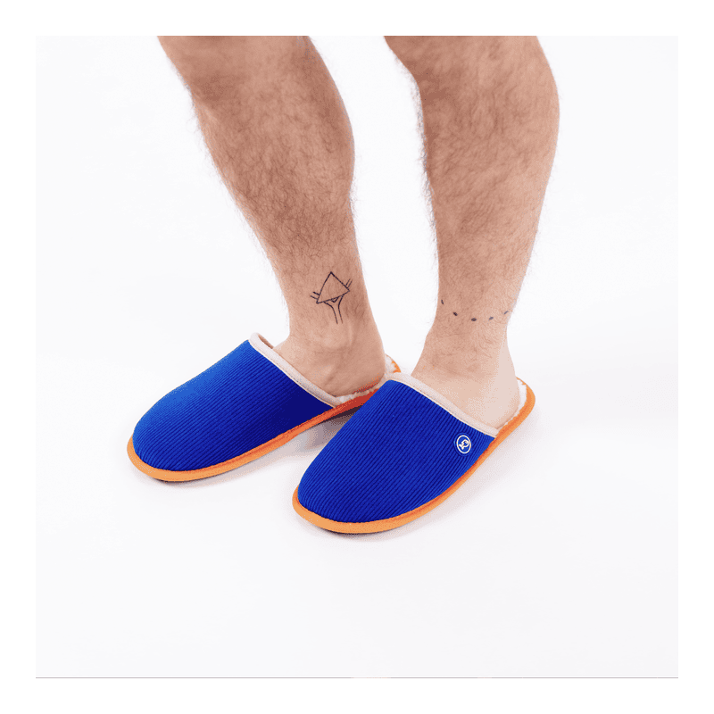 Pantoufles - velour cotelé Bleu electrique