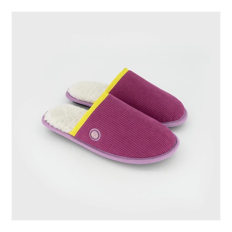 Pantoufles - velour cotelé Rose