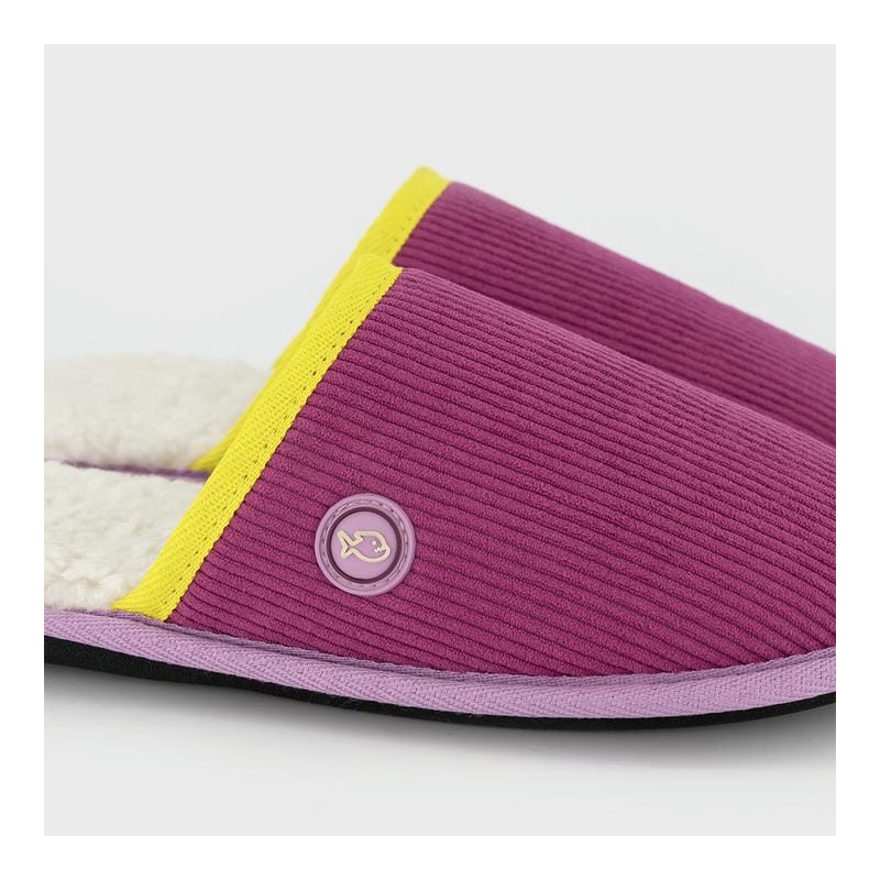 Pantoufles - velour cotelé Rose