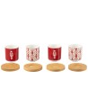 Maria Set de 4 tasses à café avec sous tasse bambou Rouge