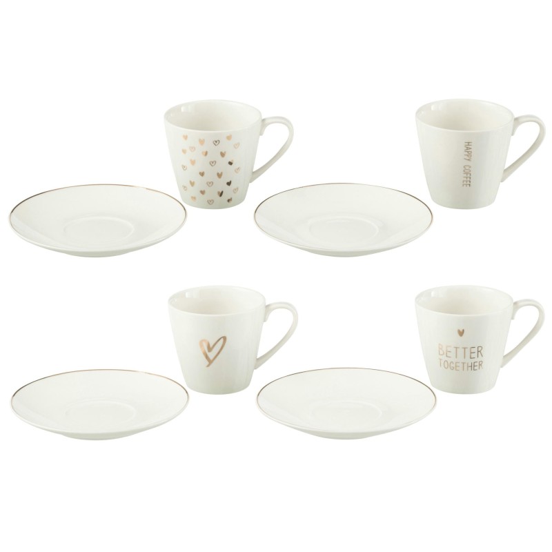 Happy Coffee S/4 Tasses café coeurs