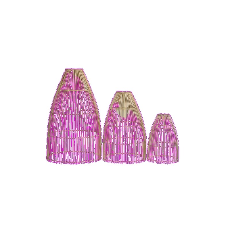 OMARA suspension 3 abat-jours en Rotin naturel