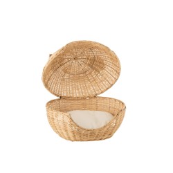 Panier pour Chat en rotin tête de chat