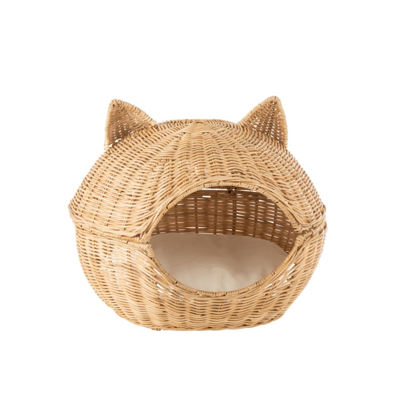 Panier pour Chat en rotin tête de chat