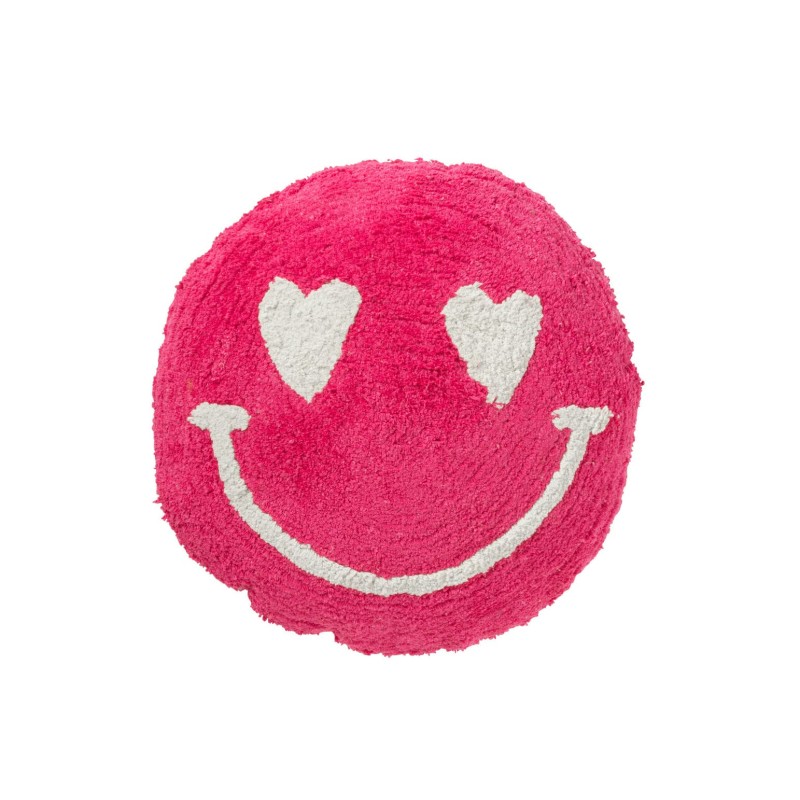 Coussin smiley Tufté rose fuschia