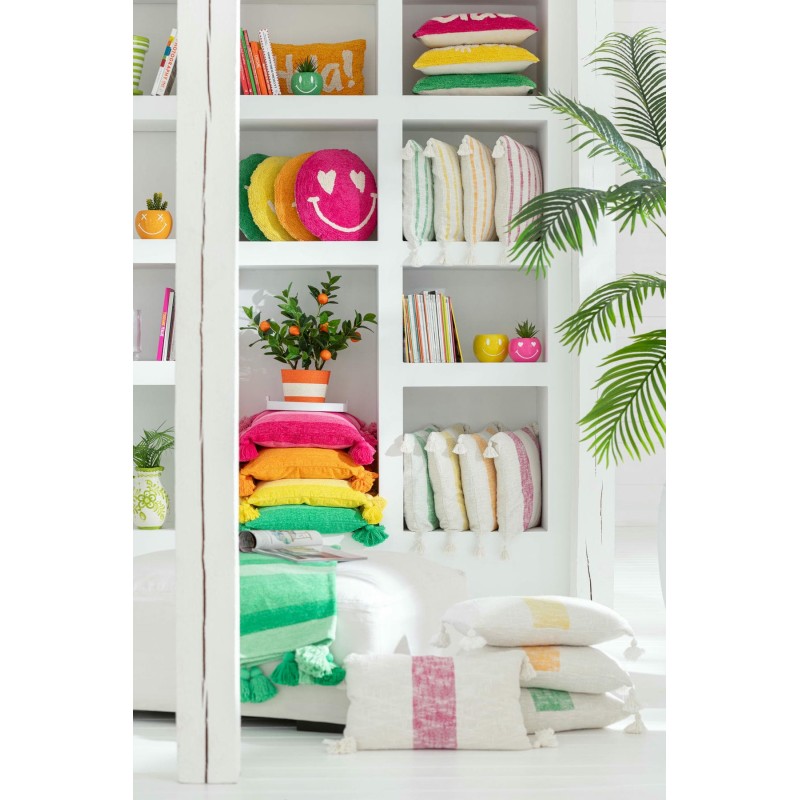 Coussin smiley Tufté rose fuschia