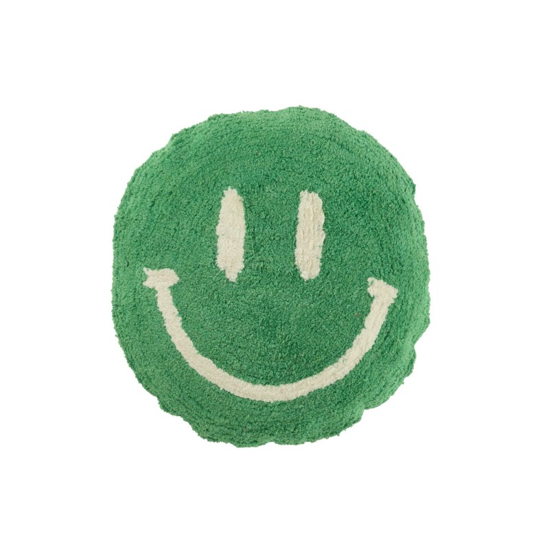 Coussin smiley Tufté rose vert