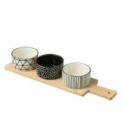 Service A Tapas 3 Sets+Plateau Bambou Boite Noir/Blanc
