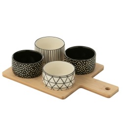 Service A Tapas 4 Sets+Plateau Bambou Boite Noir/Blanc