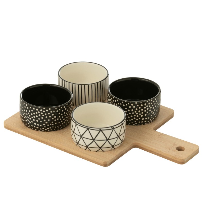 Service A Tapas 4 Sets+Plateau Bambou Boite Noir/Blanc