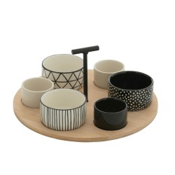 Service A Tapas 6 Sets+Plateau Bambou Boite Noir/Blanc