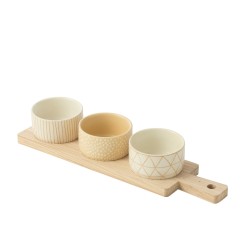 Service A Tapas 3 Sets+ Plateau Bois Boite Creme/Blanc