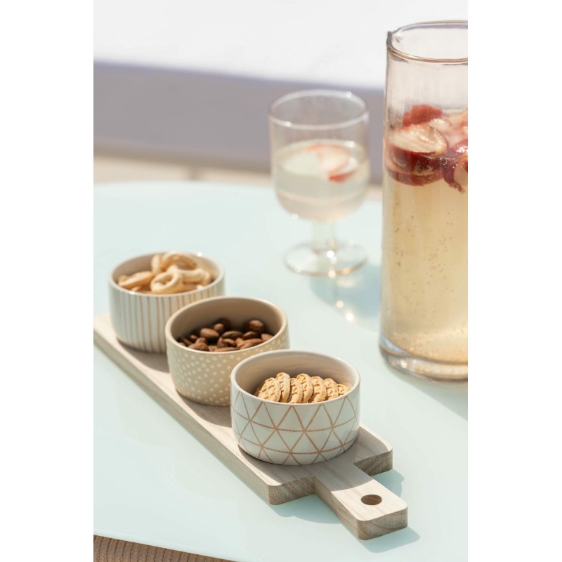 Service A Tapas 3 Sets+ Plateau Bois Boite Creme/Blanc