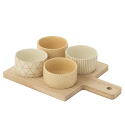 Service A Tapas 4 Sets+ Plateau Bois Boite Creme/Blanc