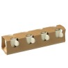 Boite 4 Tasses A Cafe + Base Bambou Ceramique Blanc/Naturel