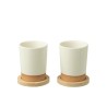 Boite 2 Tasses/Mug + Base Bambou Ceramique Blanc/Naturel