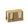 Boite 2 Tasses/Mug + Base Bambou Ceramique Blanc/Naturel