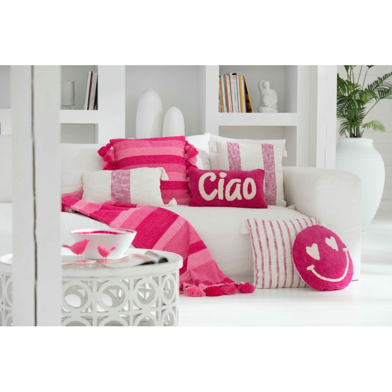 POPPY Coussin + floches Rose/Rose
