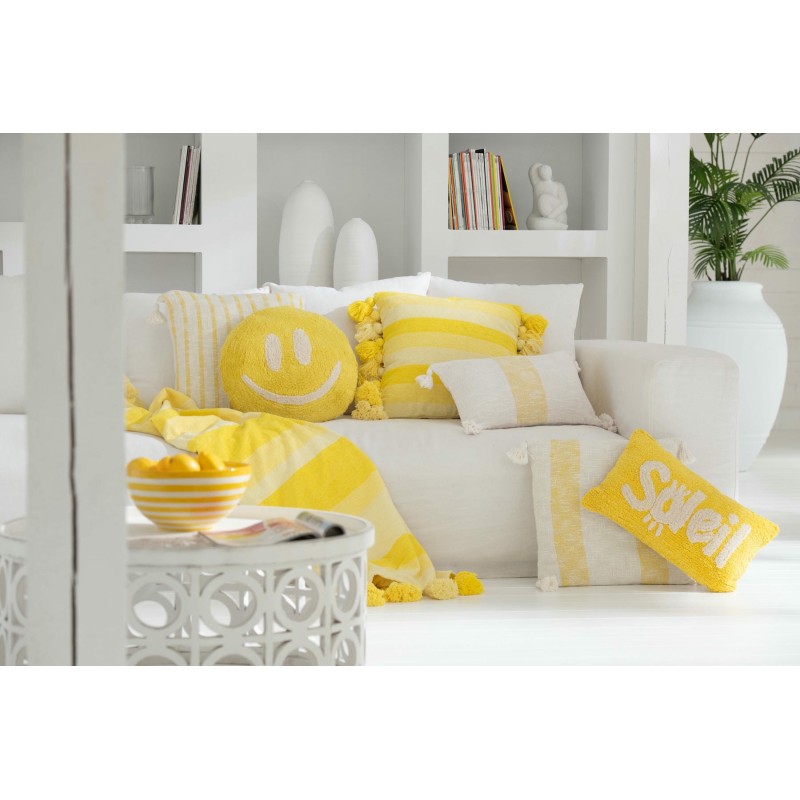Coussin smiley Tufté Jaune