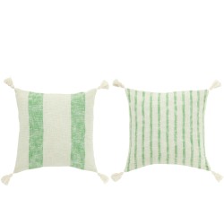 DANIELA coussin ligné Blanc/vert