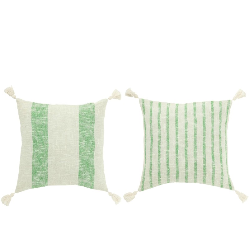 DANIELA coussin ligné Blanc/vert