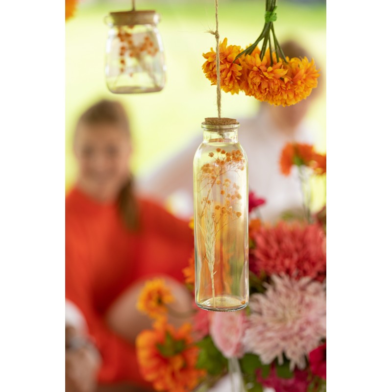 Bouteille fleurs sechees à poser ou suspendre