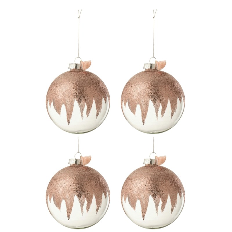 Rosie Boules de noel en verre tombée de paillettes rose