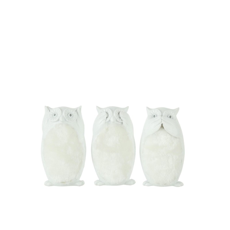 Hibou statuettes noel resine et duvet