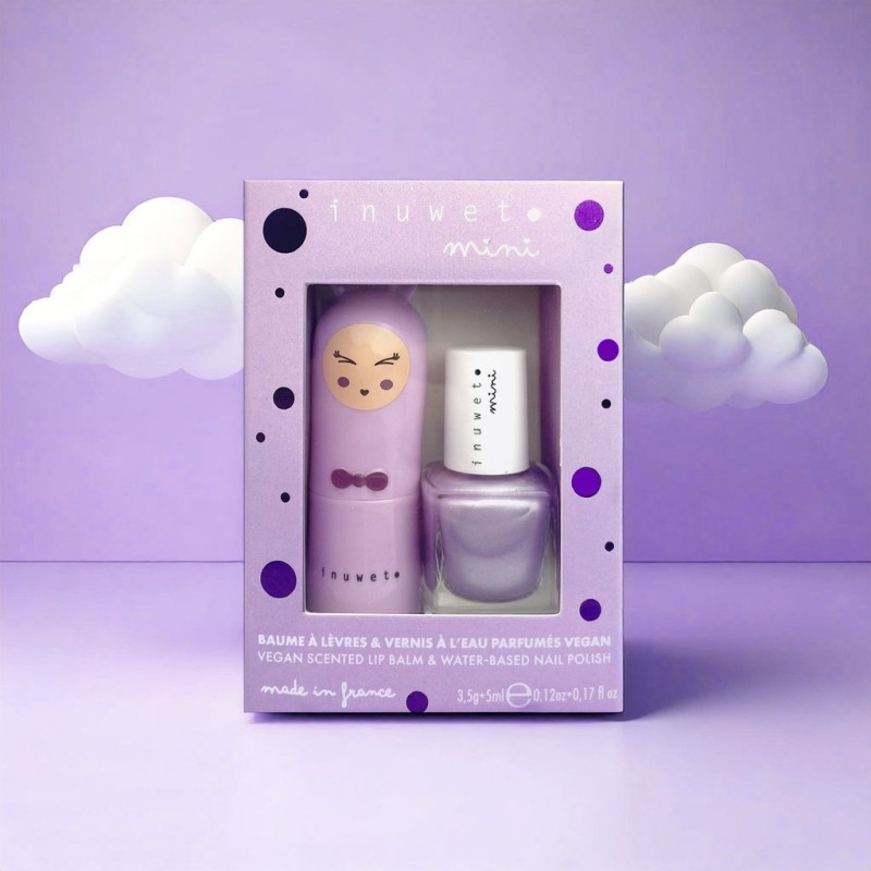 Coffret MAUVE duo baume à lèvres & vernis à l'eau Guimauve /Myrtille