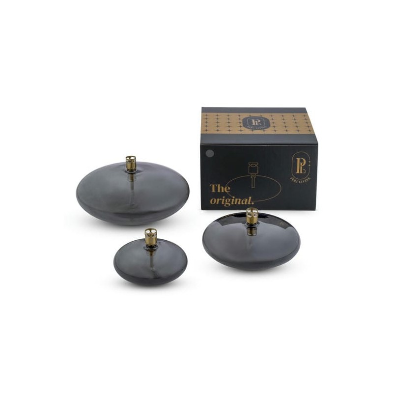 Lampes à huile disque smoked plat & laiton