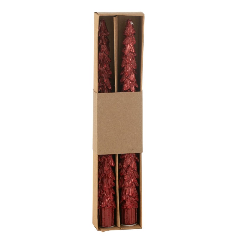 Coffret de 2 chandelles sapin - Rouge