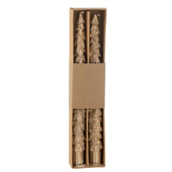 Coffret de 2 chandelles sapin - Or