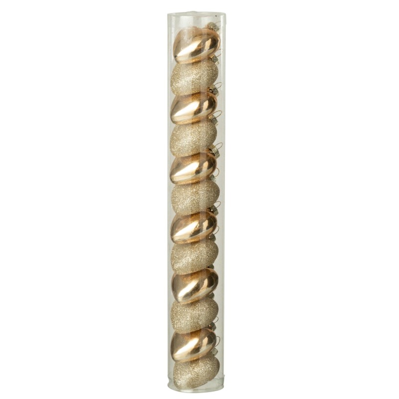 Boite de 12 suspensions coeur Doré