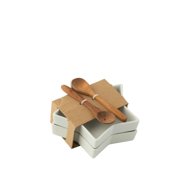 Plat Etoile Céramique Blanc S/2