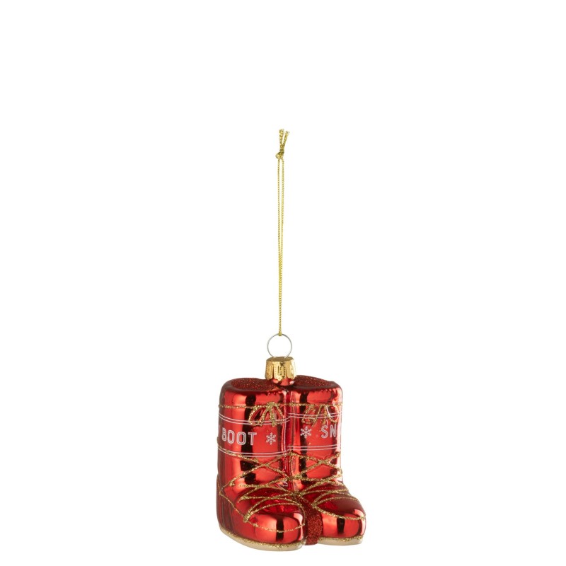 Suspension Moon Boots Verre Rouge Noël