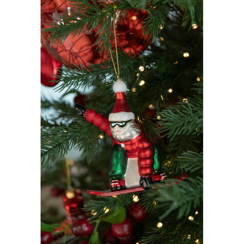 Suspension Père Noël Ski/Snowboard Verre